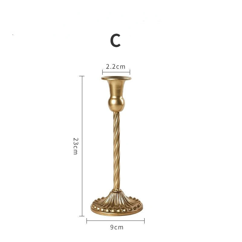 3pc Candlestick Holders Kit Brass Gold Candlestick Set