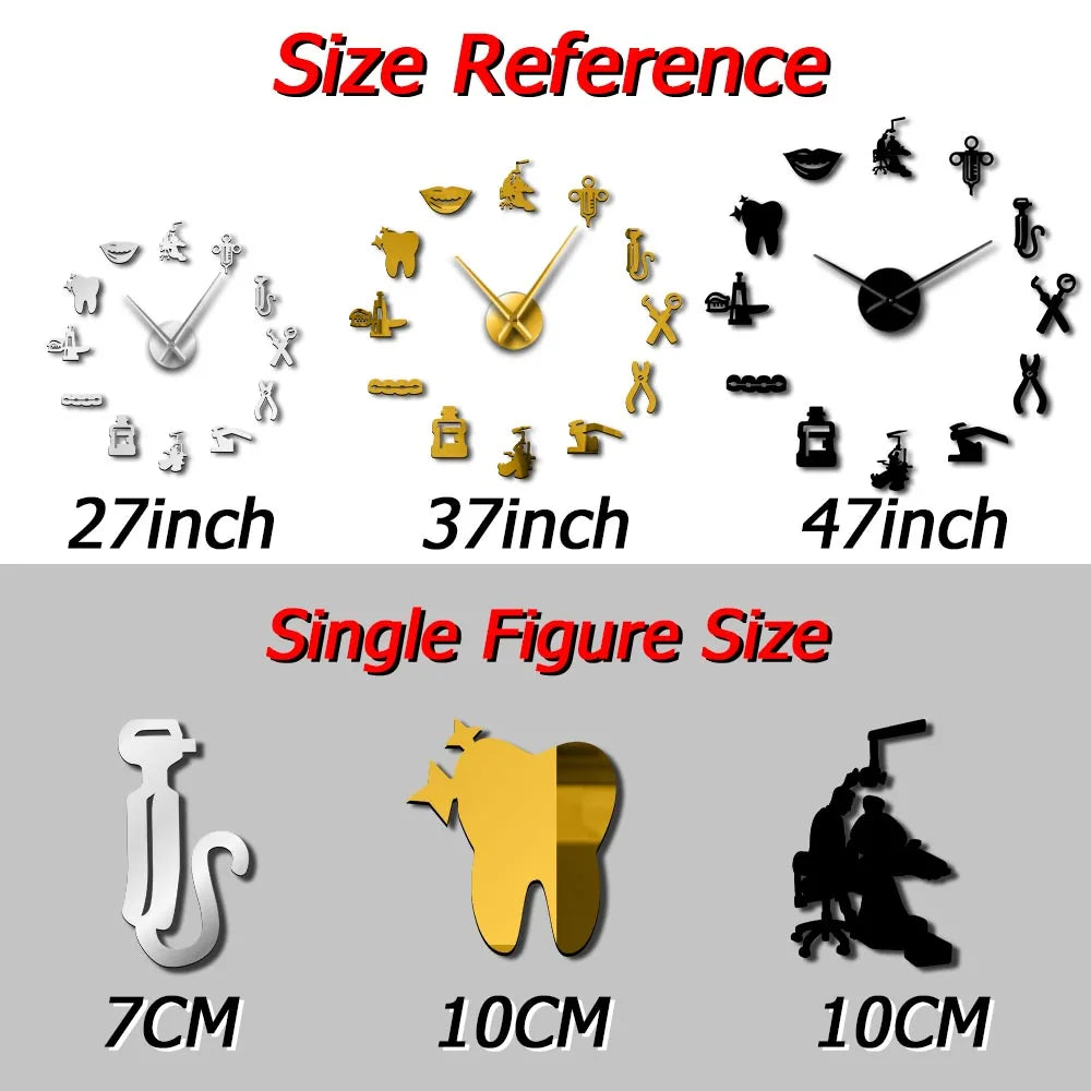 Dentist DIY Giant Wall Clock Dental Doctor Oversized Wall Clock