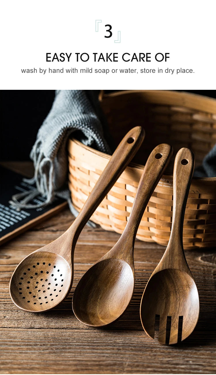 9PCS Wooden Spoons For Cooking, Wooden Utensils For Cooking