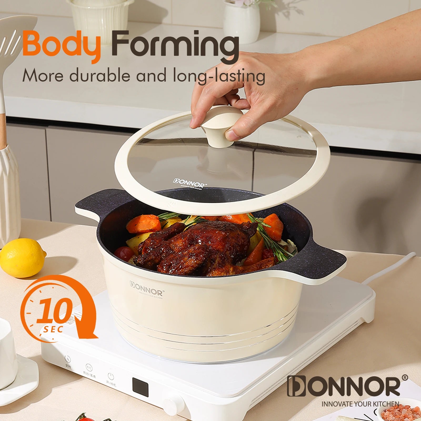 DONNOR Ceramic Cookware Set,Healthy Non-stick Cookware Set