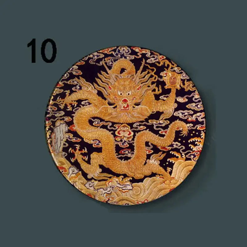 6-8inch Chinese Style Ceramic Plate with Dragon Phoenix