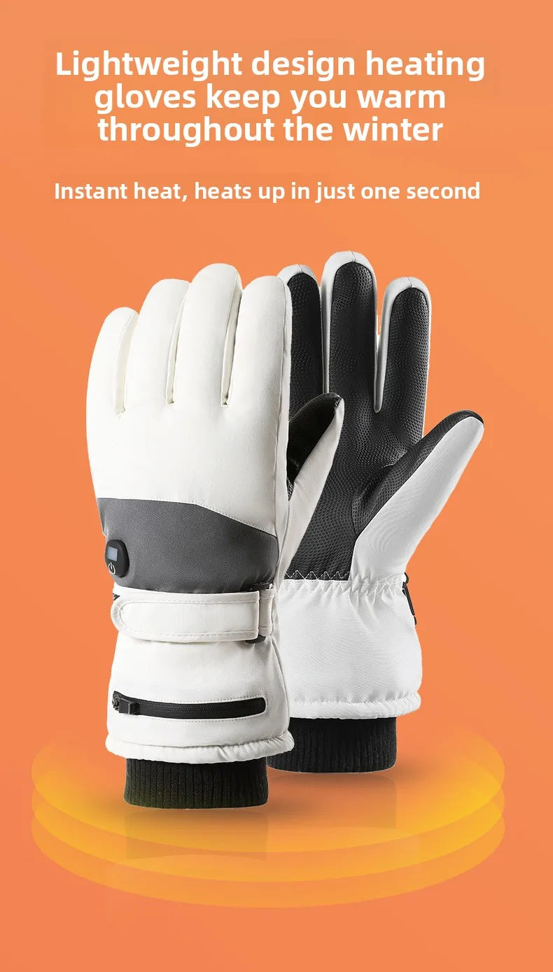 2025 Smart Heated Ski Gloves USB Recharge 3-Heat Carbon Fiber Waterproof