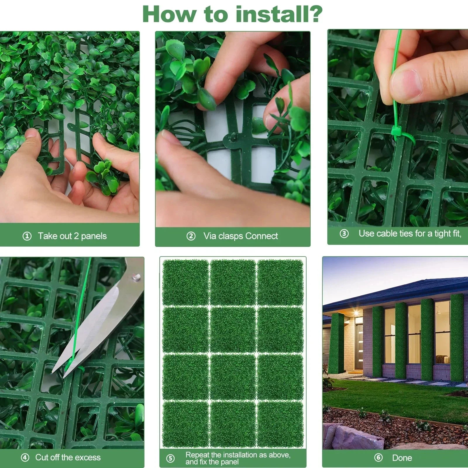 10pcs Artificial Plants Grass Wall Panel