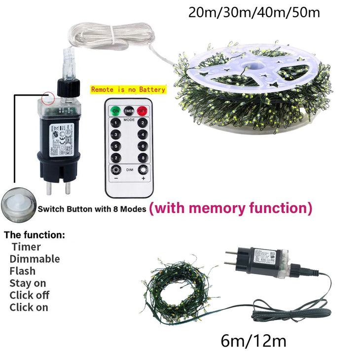 6M-75M LED Cluster Firecracker String Lights Christmas Fairy Lights