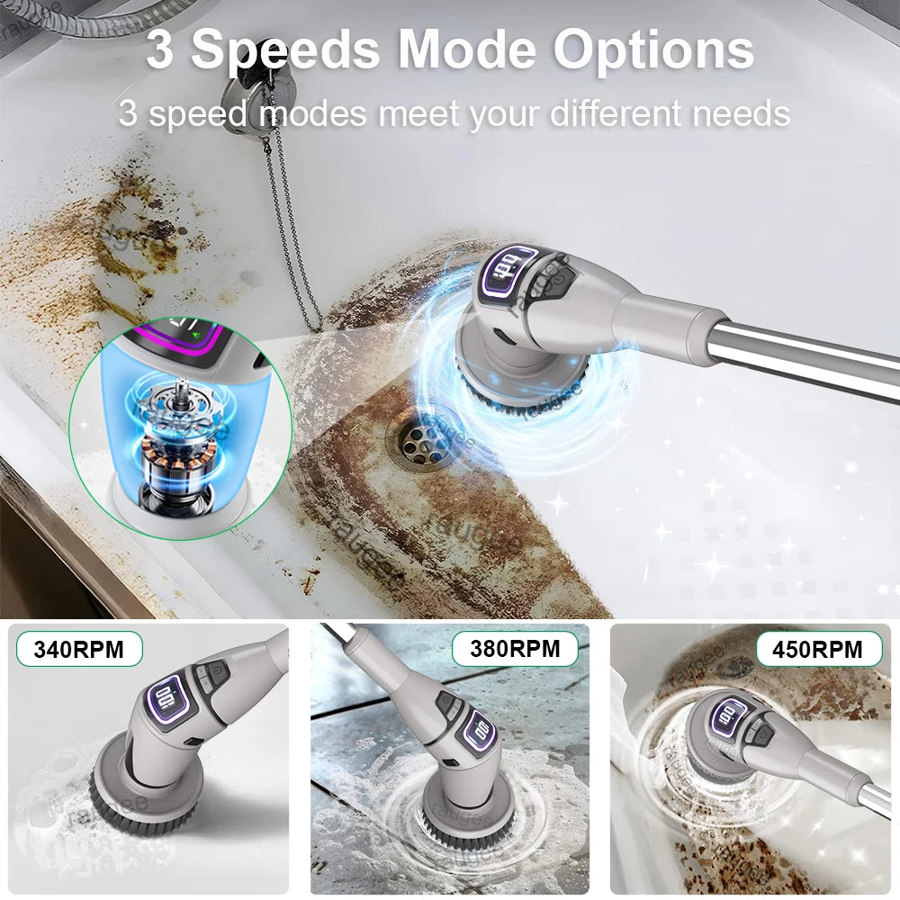 Electric Bathroom Cleaning Brush 10 in 1 Multifunctional Household Wireless
