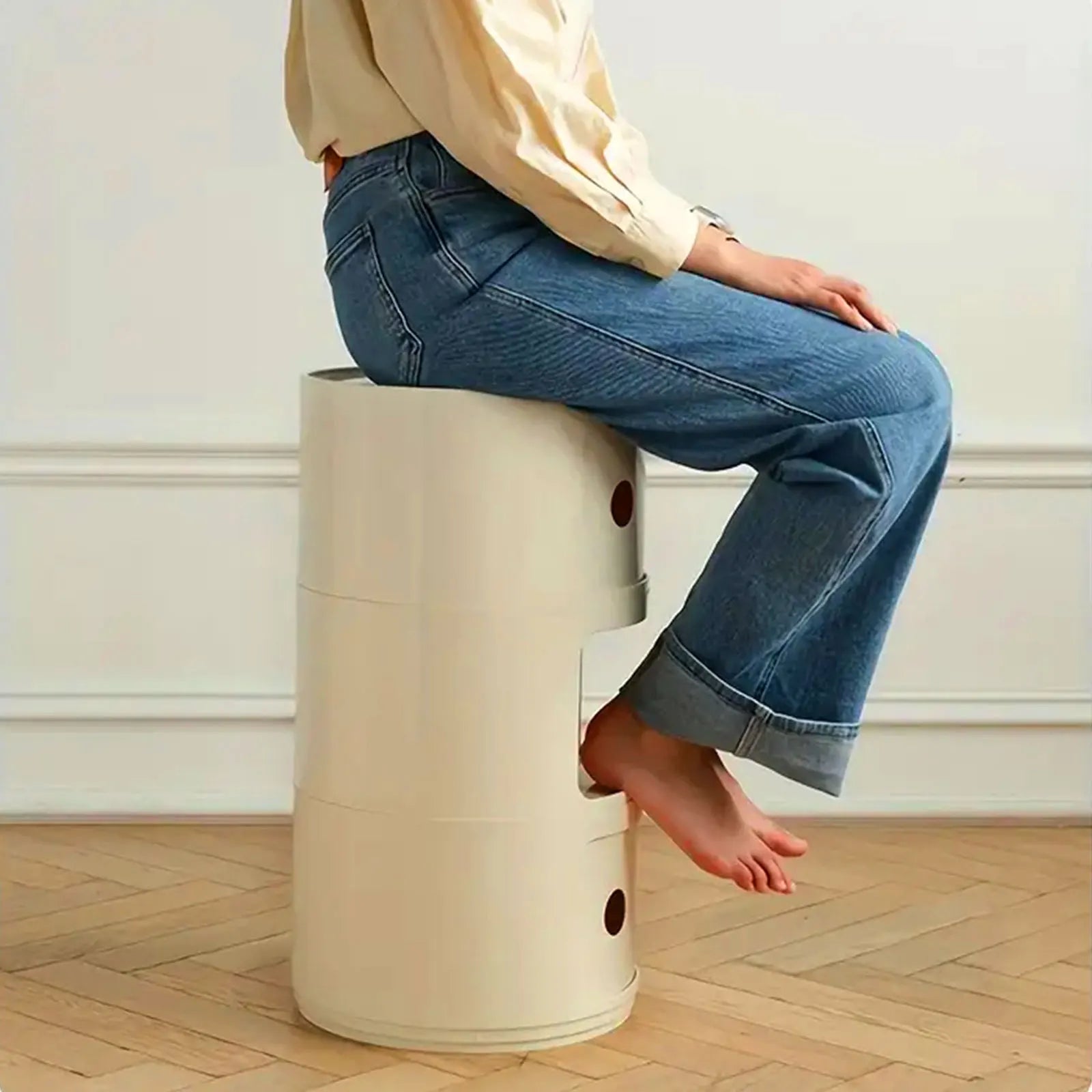 Podofo Round Bedside Cabinet Table