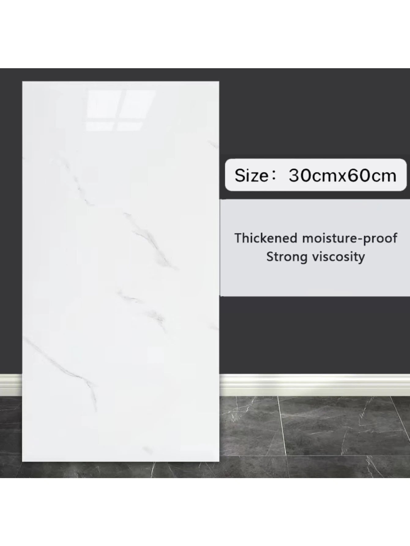 10Pcs Self-adhesive Marble Tiles Sticker Waterproof 30cmx60cm Tiles