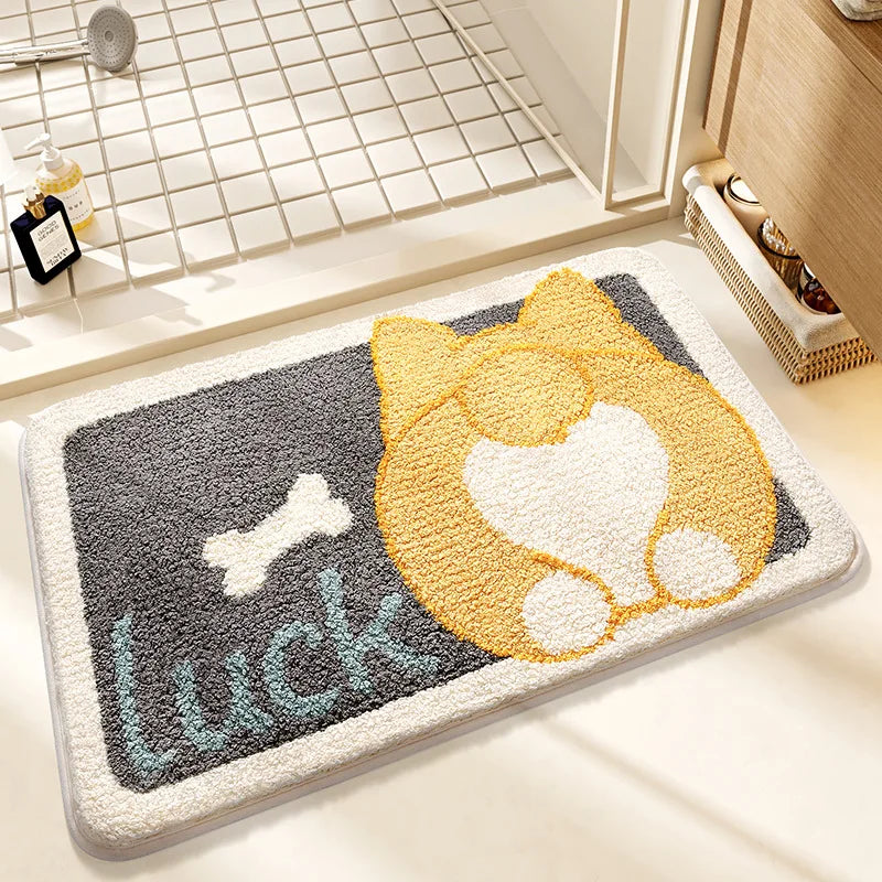Frog and Bear Flocking Bath Mat Home Decoration Door Mat