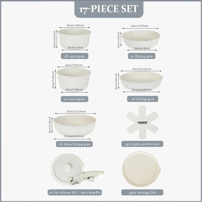 DONNOR Kitchen Pots and Pans Set Cookware Set