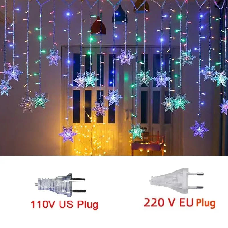 110V 220V Snowflakes  Curtain Garland