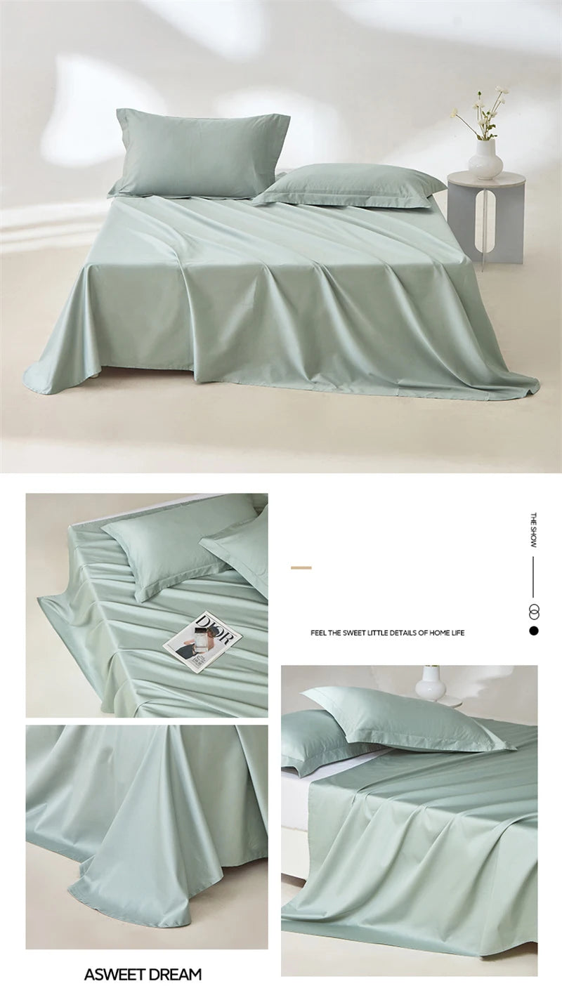 1pc Bed Flat Sheet 100% Egyptian Cotton Solid Color Top Sheets Single Double