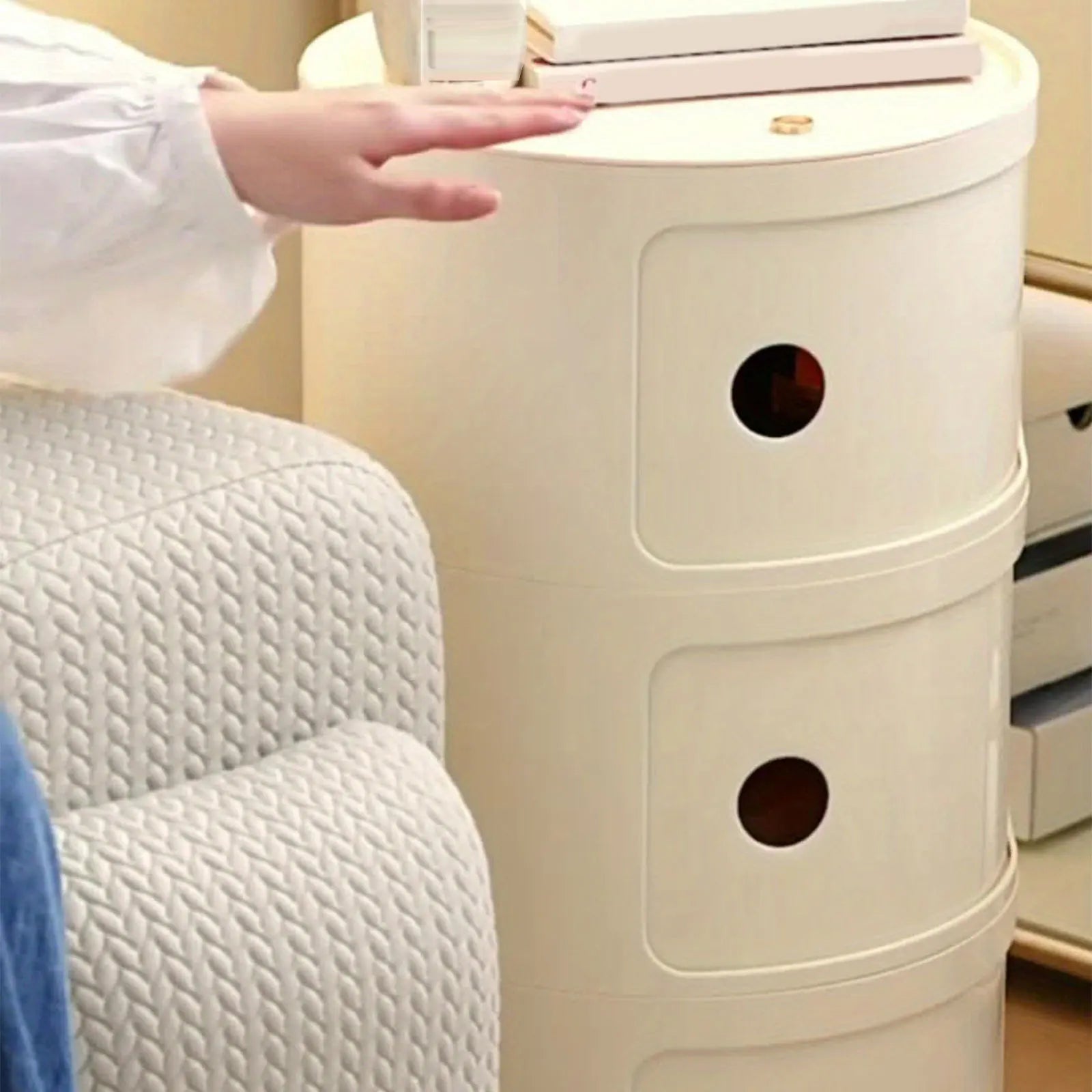 Podofo Round Bedside Cabinet Table