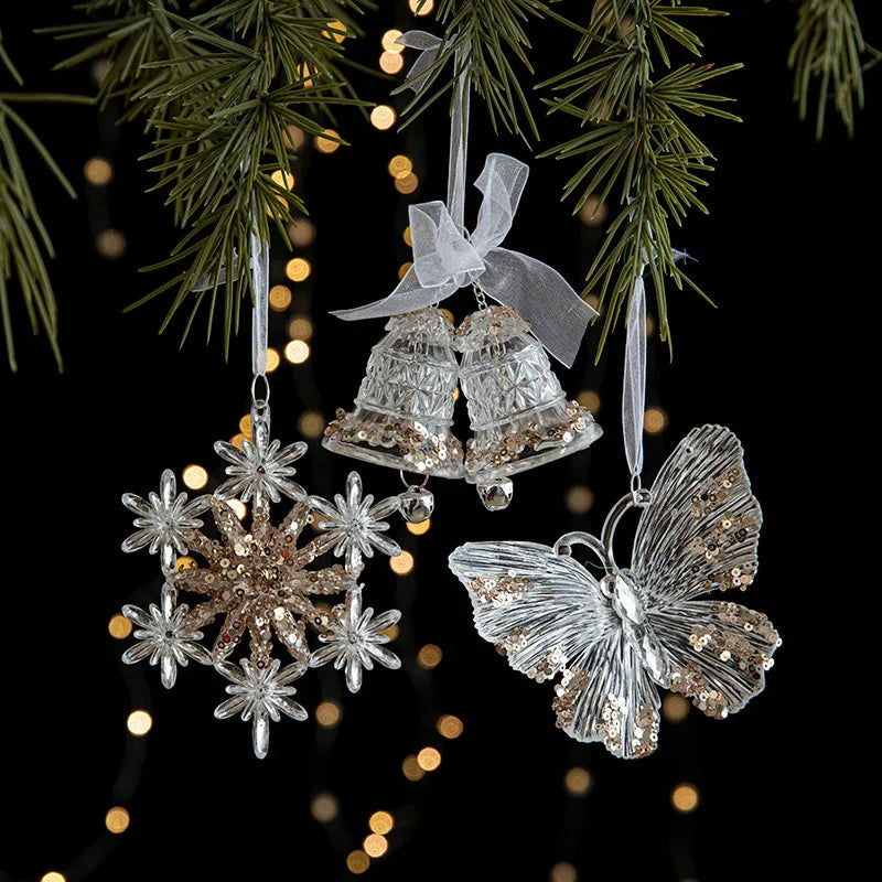 Crystal Christmas Tree Ornaments Acrylic Clear Hanging Crystals for Christmas
