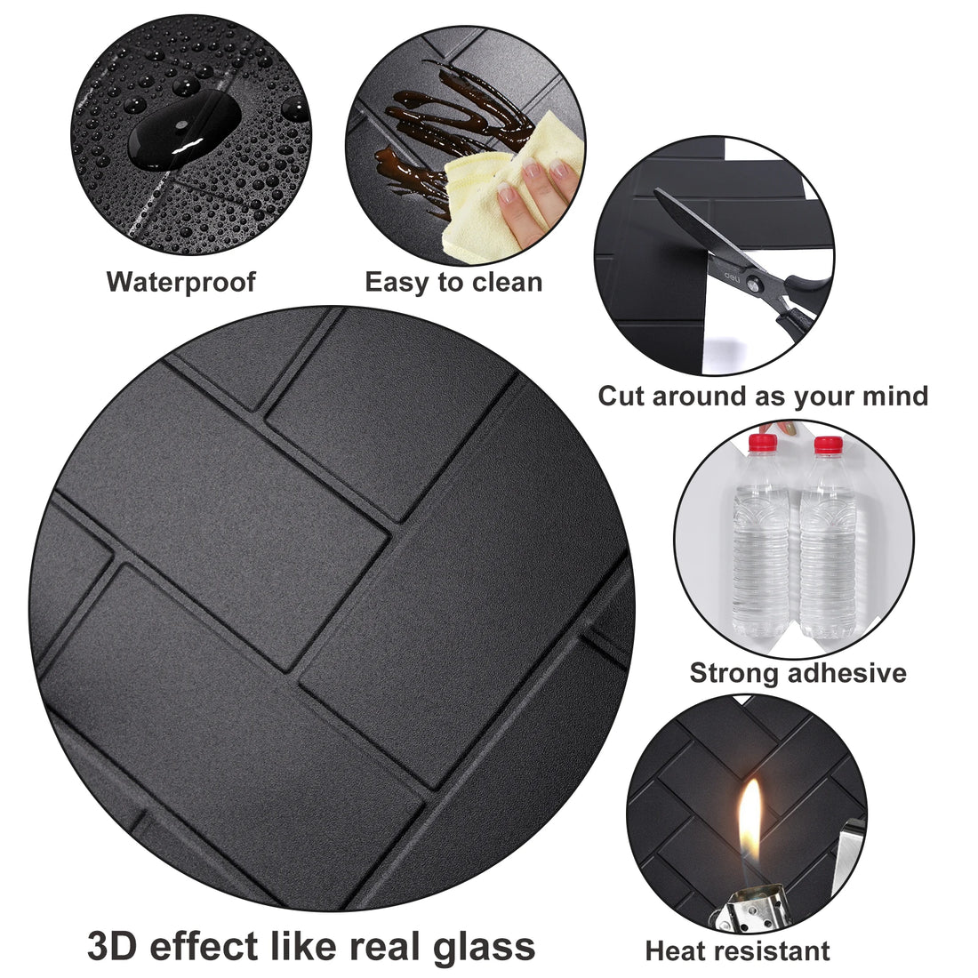 10pcs 3D Imitation Tile Self-Adhesive Wall Stickers Peel And Stick Wall Tiles