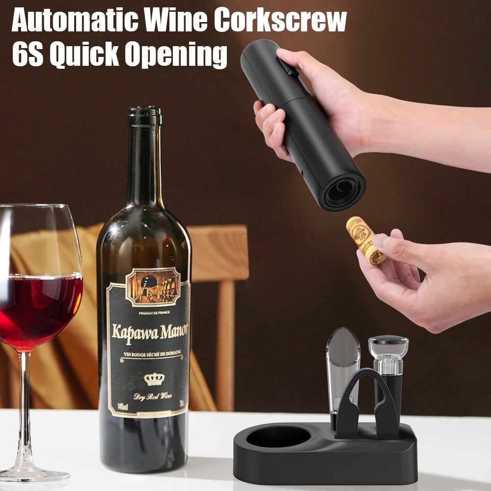5 in1 Electric Wine Opener Set with Charging Base Automatic
