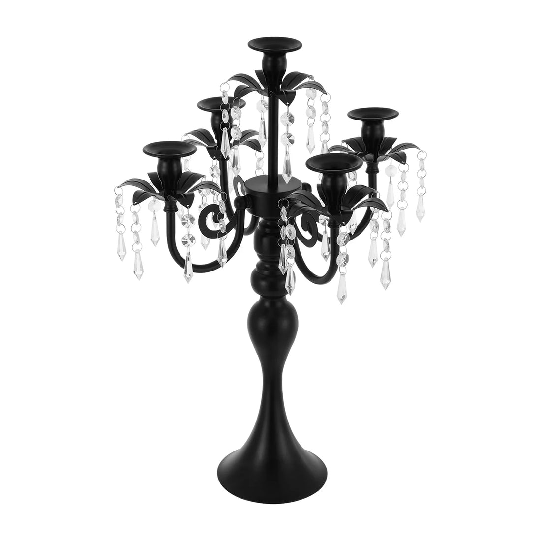 4Pcs 5-Arm Vintage Candle Holders 20in Black