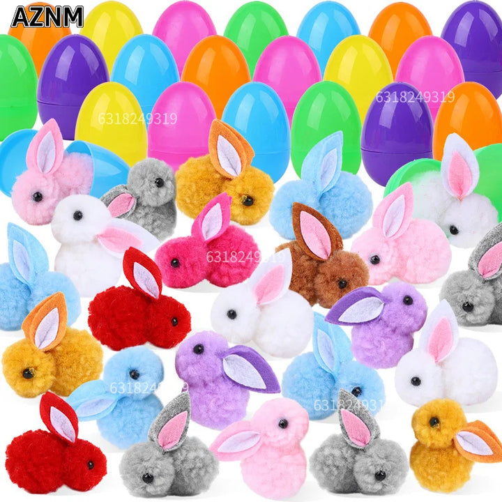 24/48Pcs Cute Easter Egg with Rabbit Figure for Kids Easter Birthday Party