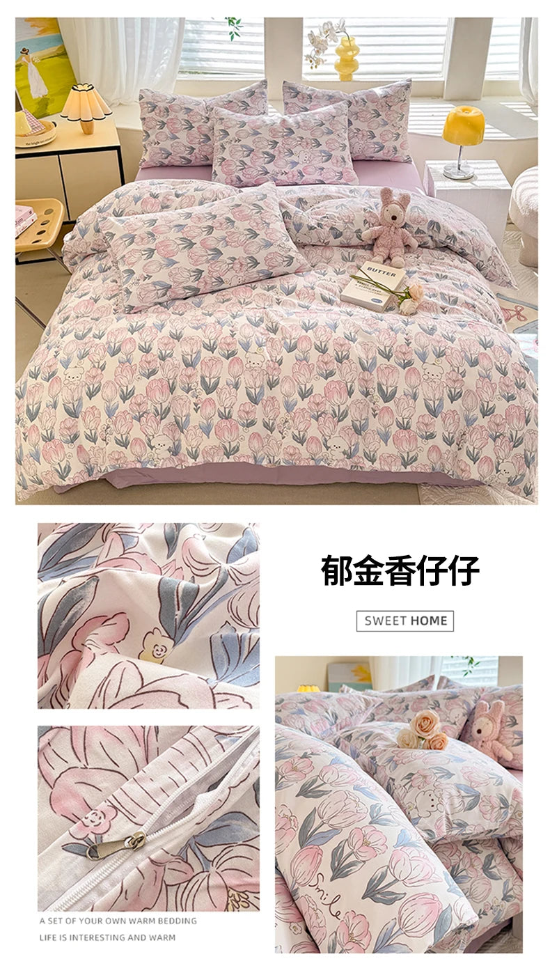 Cute Dog Printed Duvet Covet Set Brown Color Comforter Cover with Pillowcase