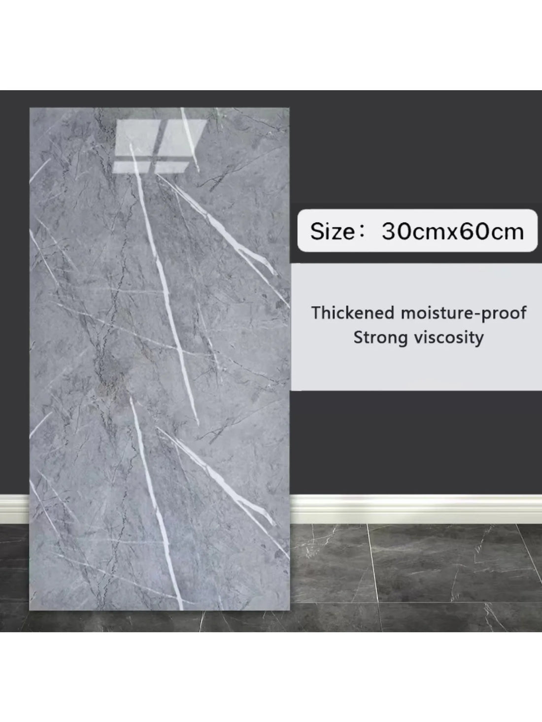 10Pcs Self-adhesive Marble Tiles Sticker Waterproof 30cmx60cm Tiles