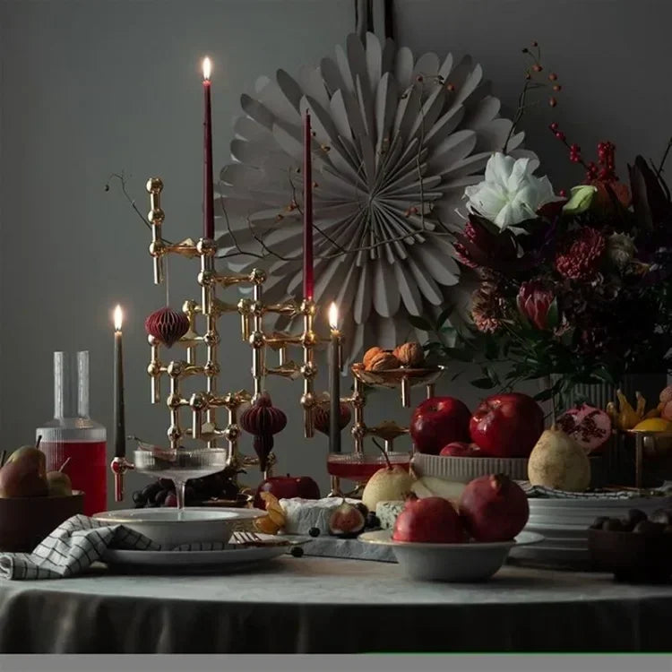 Metal Molecular Structure Candle Holder Nordic Silver Candlestick