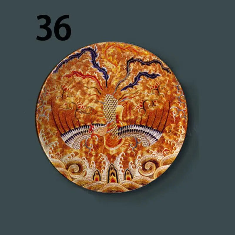 6-8inch Chinese Style Ceramic Plate with Dragon Phoenix
