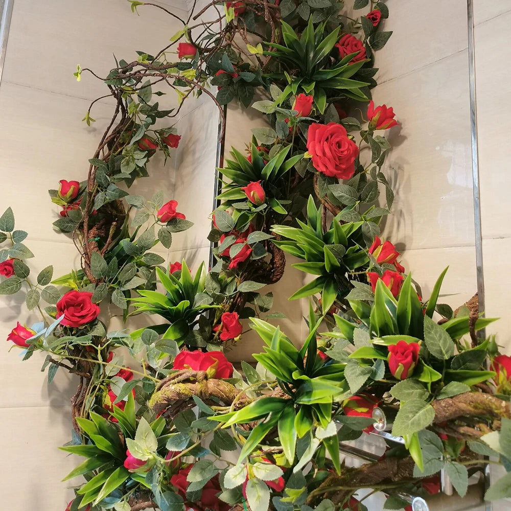 1.75 Meter Artificial Vine Green Leaf Simulation Rose Rattan Plant