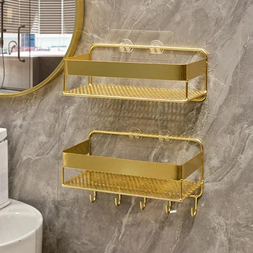 Gold storage rack bathroom storage rack wall mounted