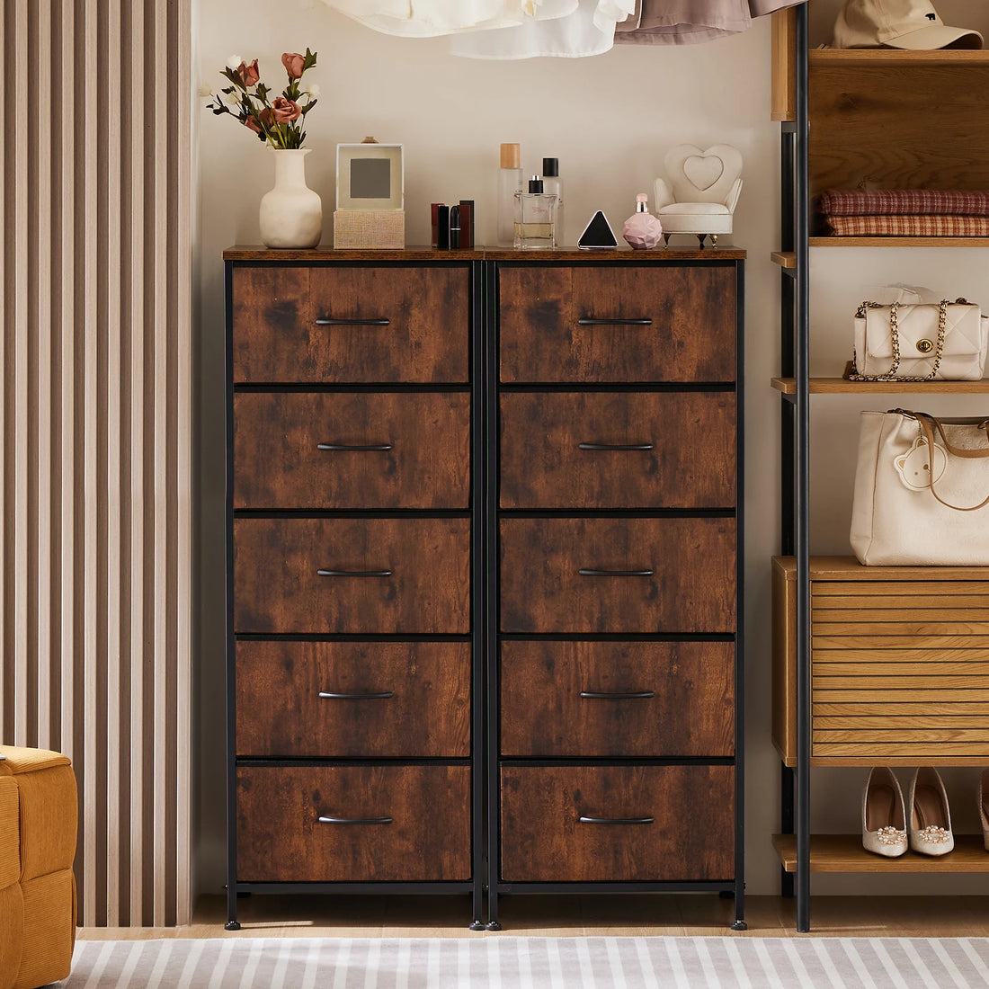 JHK 48IN Dresser For Bedroom With 5 Fabric Drawers