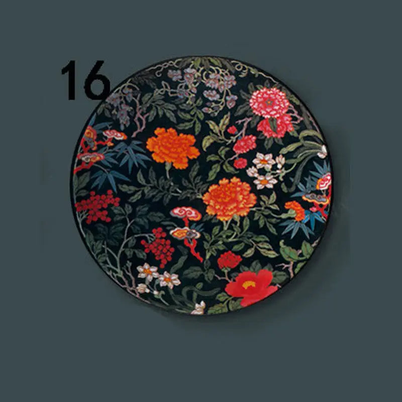 6-8inch Chinese Style Ceramic Plate with Dragon Phoenix