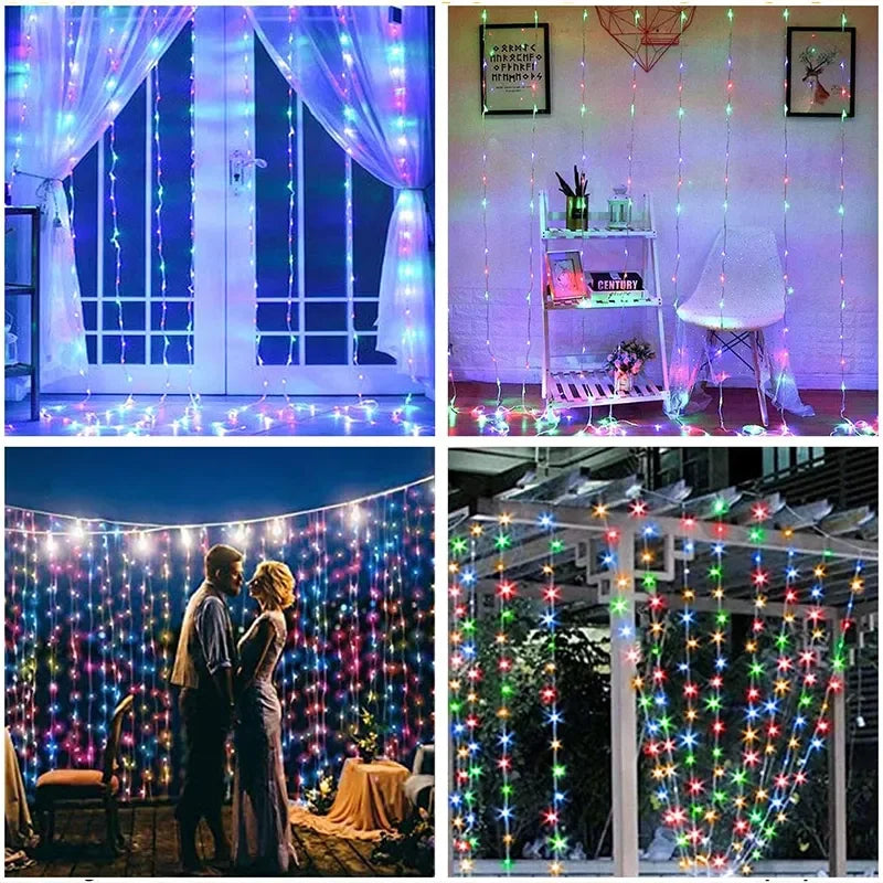 3M LED Curtain String Lights Fairy Decoration USB Holiday