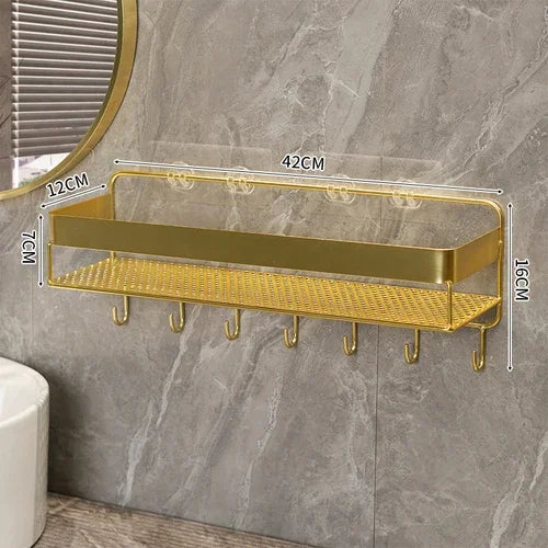 Gold storage rack bathroom storage rack wall mounted