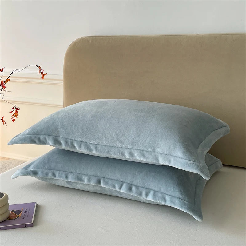 Solid Color Pillows Cover Velvet Pillowslip funda almohada 48x74cm Pillowcase