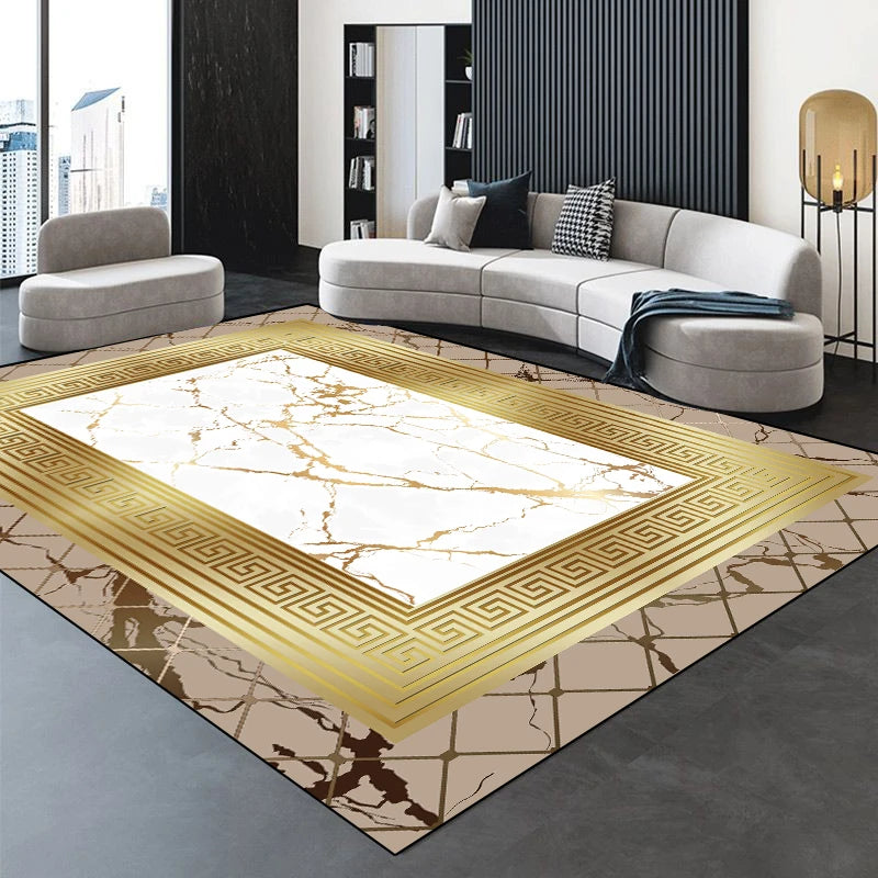 Modern Golden Luxury Carpet Large Living Room Decoration