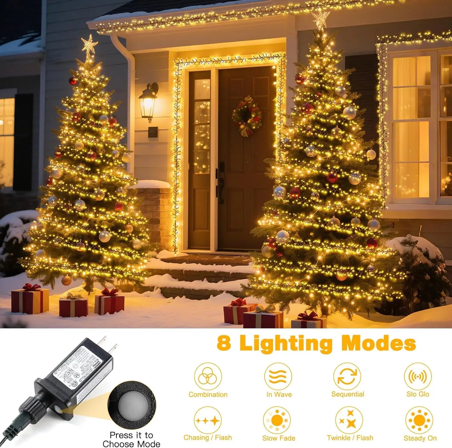 LED Firecracker String Lights 30-75M Garland Fairy Lights EU/US