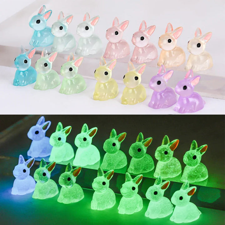 50Pcs Luminous Mini Resin Bunny 7 Colors Tiny Plastic Rabbits Mini Bunny