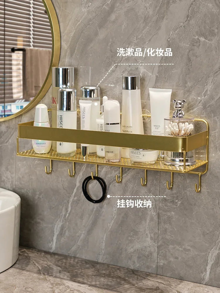 Gold storage rack bathroom storage rack wall mounted