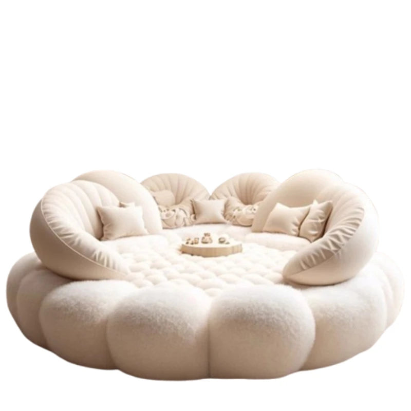 Round Aesthetics Soft Bed Frame European Full Master Bedroom