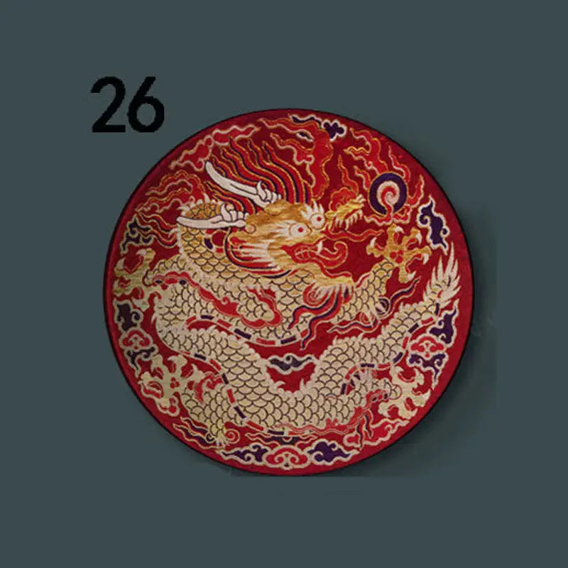 6-8inch Chinese Style Ceramic Plate with Dragon Phoenix