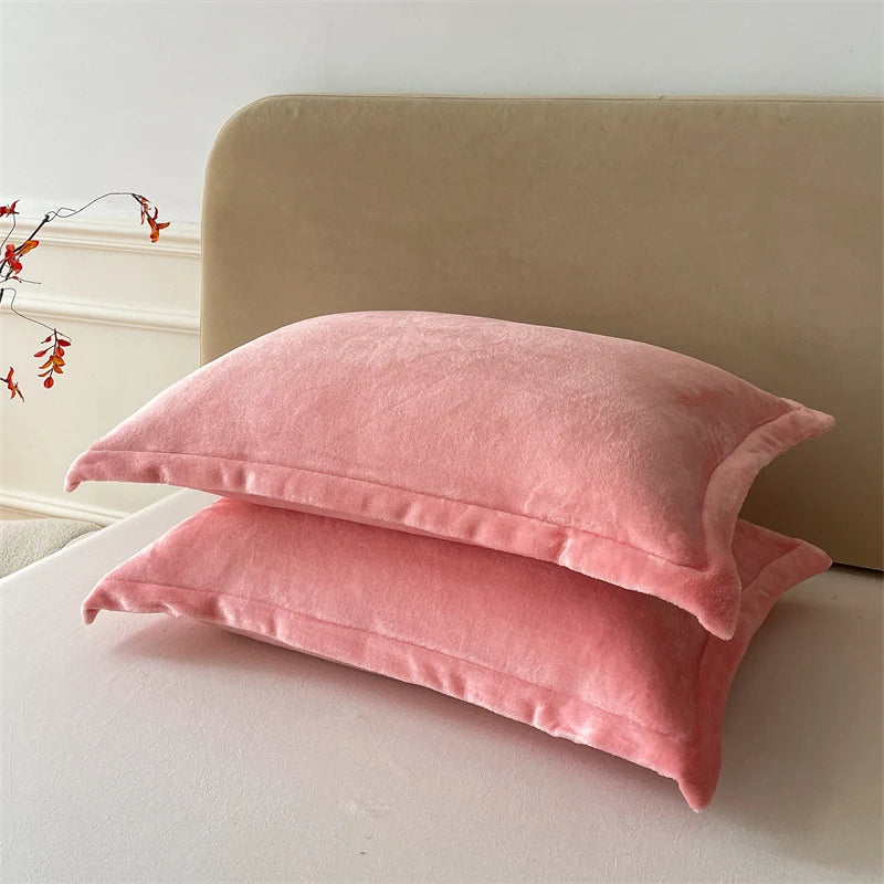 Solid Color Pillows Cover Velvet Pillowslip funda almohada 48x74cm Pillowcase