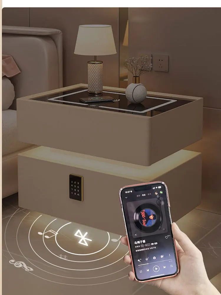 Smart Nightstand with Wireless Charger Bluetooth Speaker