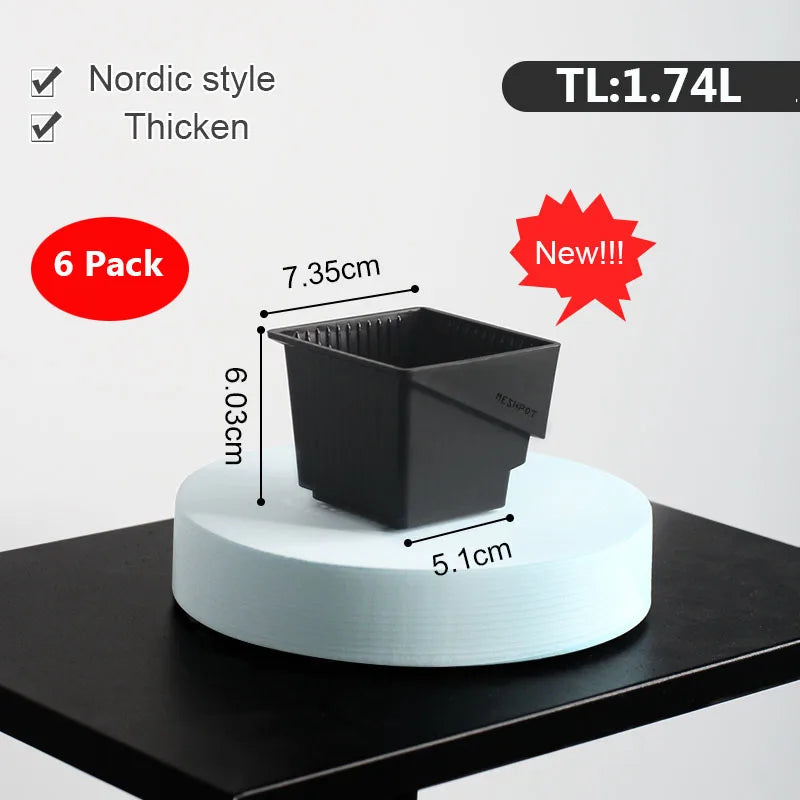 6 Pack Square Succulent Pots - Air Prunning Plastic Planters for Cactus