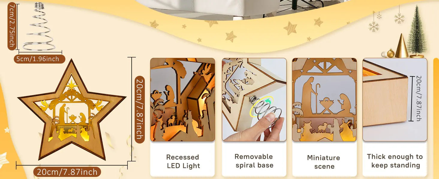 OurWarm Christmas Tree Topper Star Lighted, with Lights