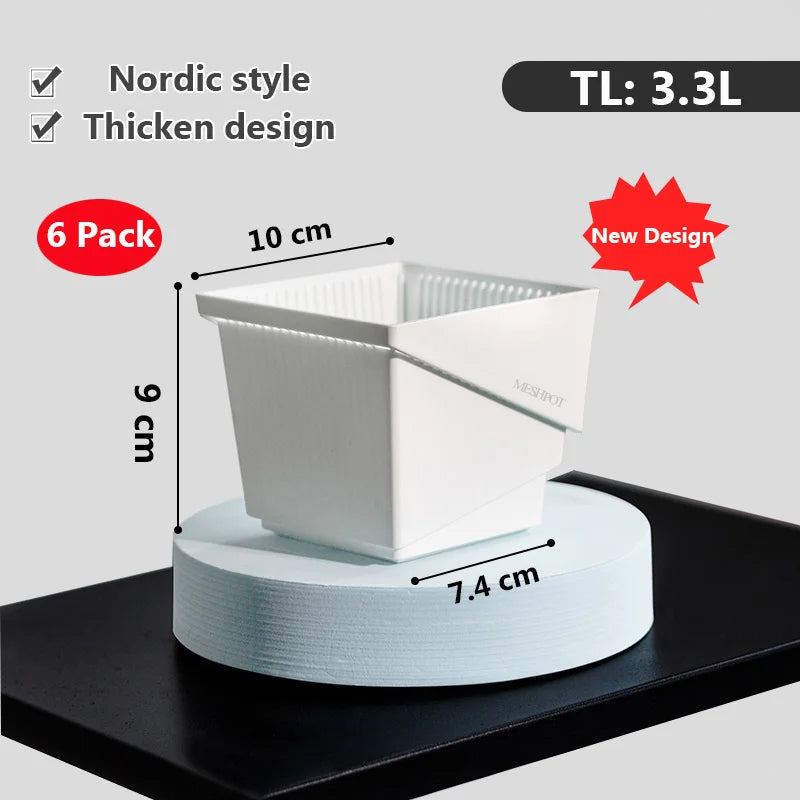 6 Pack Square Succulent Pots - Air Prunning Plastic Planters for Cactus