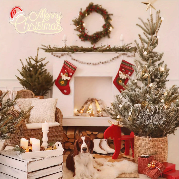 Merry Christmas Neon Sign - Colorful LED Wall Decor with USB Plug, for Bedroom
