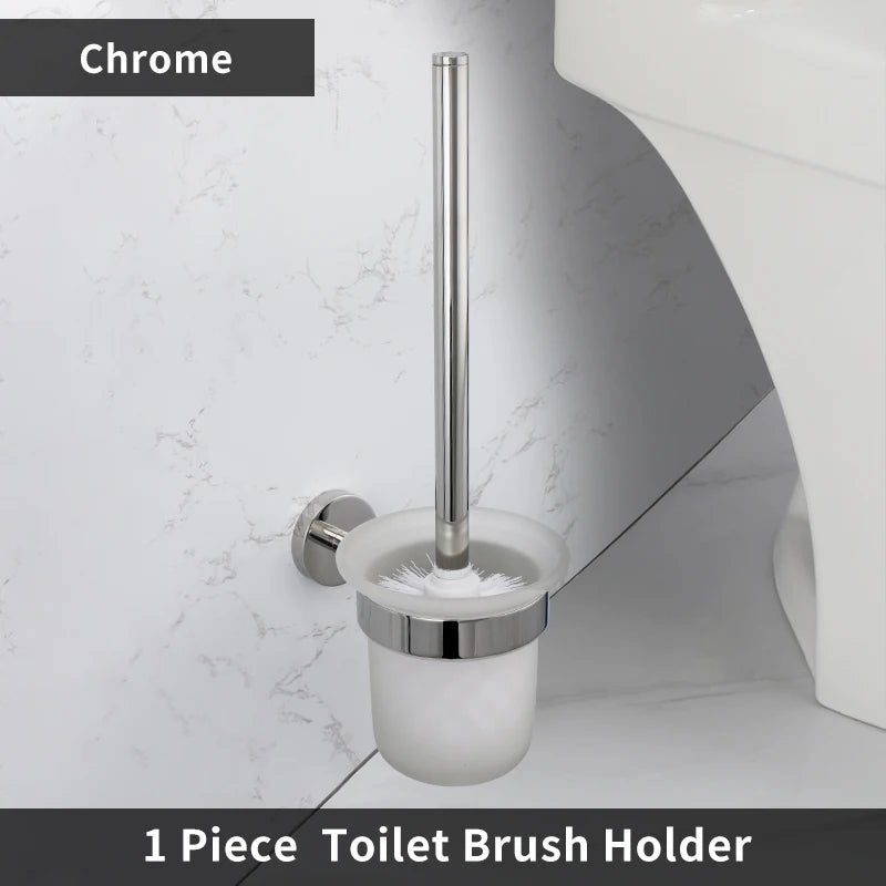 Toilet Brush Holder Wall Mount WC Cleaning Brush Stainless Steel