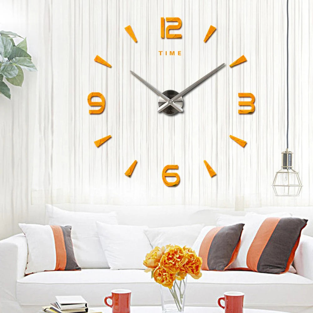 Large Wall Clock Quartz 3D DIY Big Watch Decorative