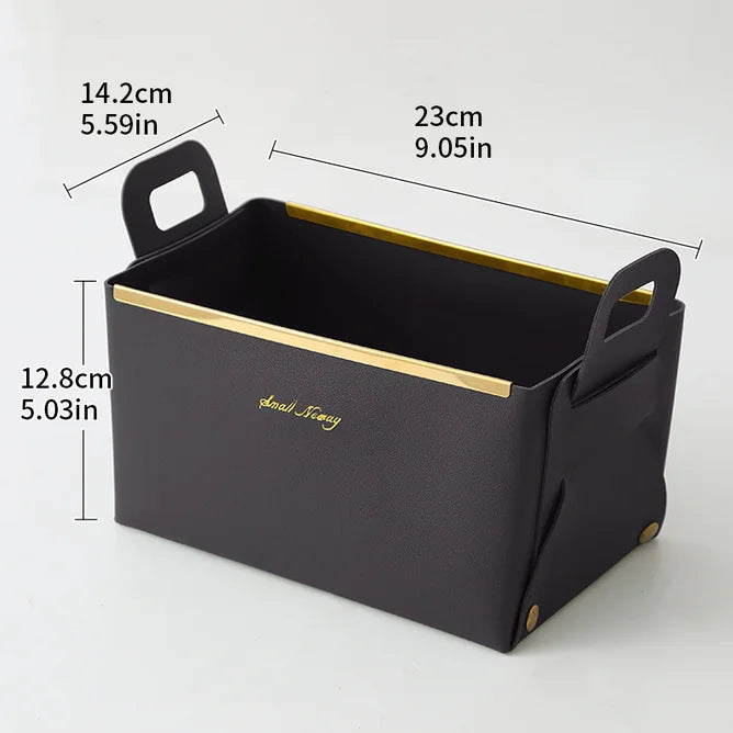 Desktop finishing PU leather storage box