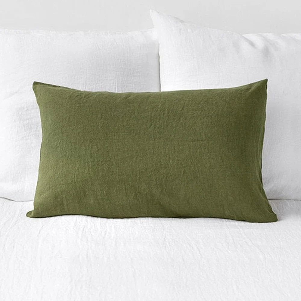 Set of 2 100%Linen Soft Breathable Pillowcase Decorative Square