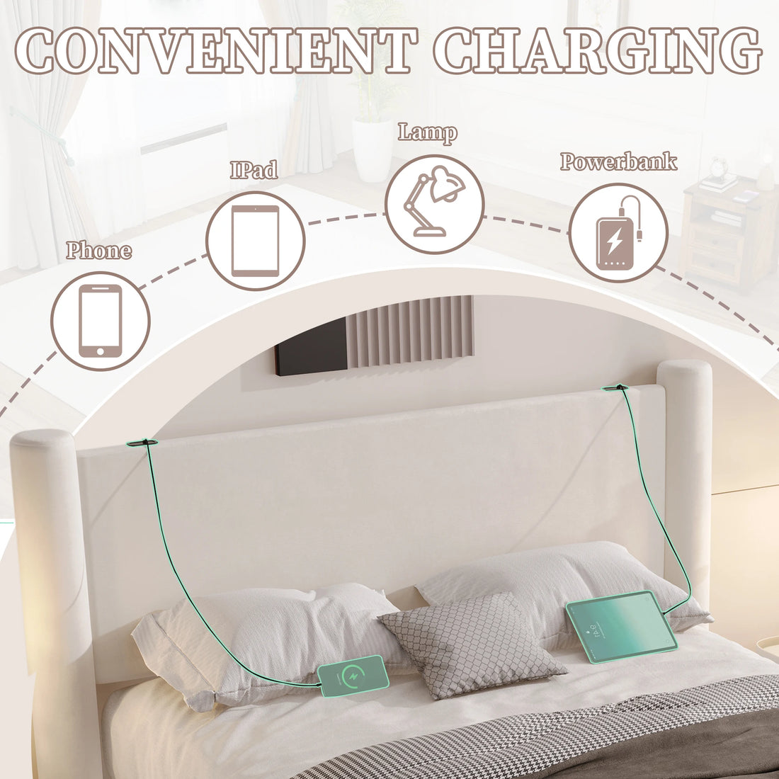 LVHOM Modern 140x200 cm Bed Frame