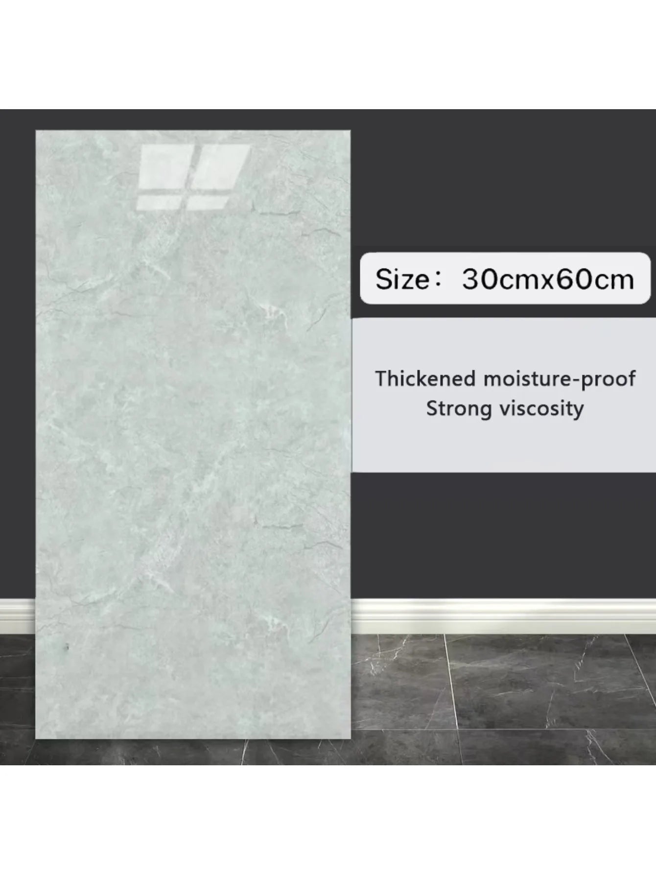 10Pcs Self-adhesive Marble Tiles Sticker Waterproof 30cmx60cm Tiles